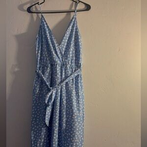 SHEIN Blue Polka Dot Wrap Maxi Dress Size M
